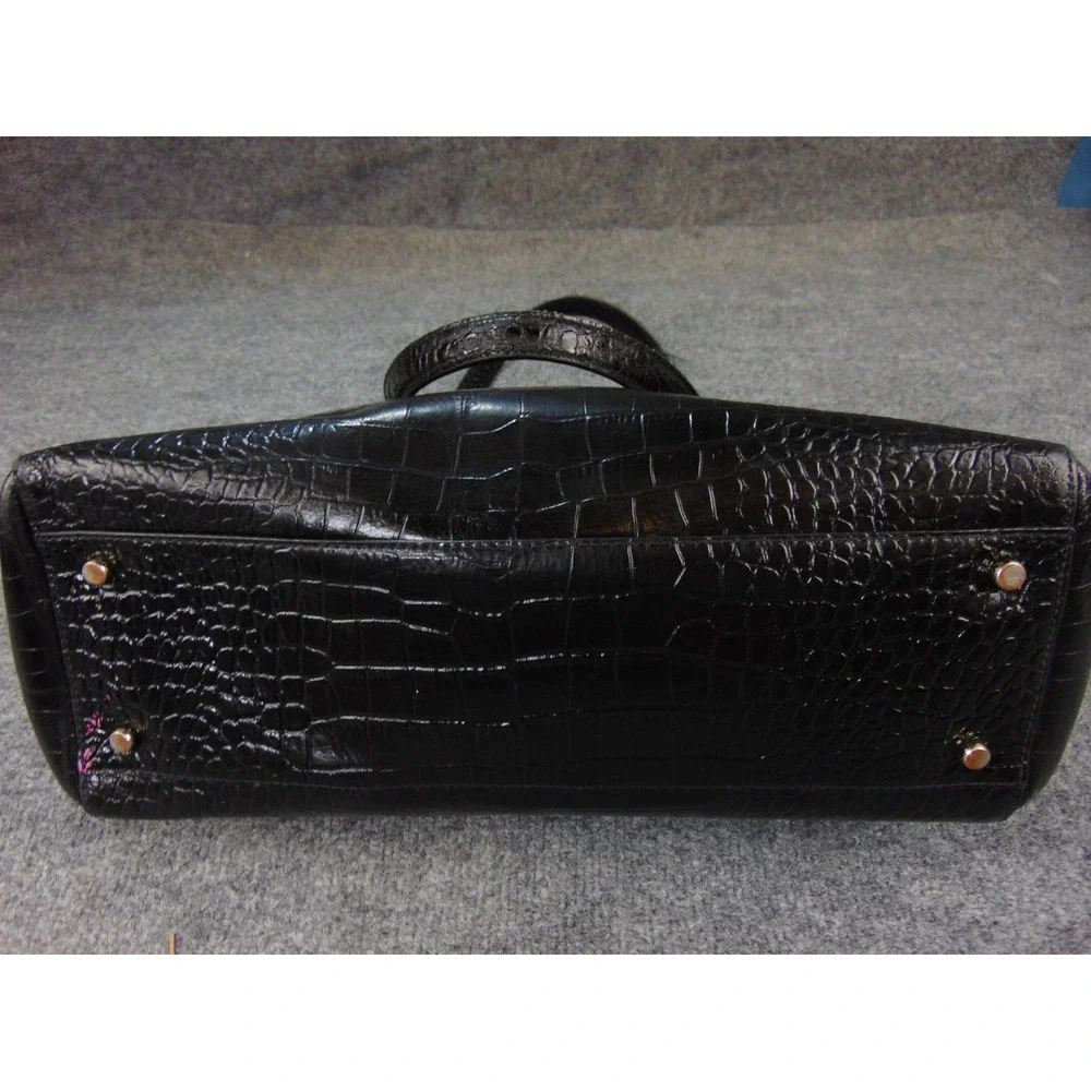 Kate Spade Bag Black Croc Embossed Patent Leather Tote Large Work Satchel Purse